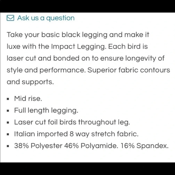 Noli Size XS Black Impact Bird Leggings Bronze Gold Compression Workout Sparrow - Picture 2 of 8